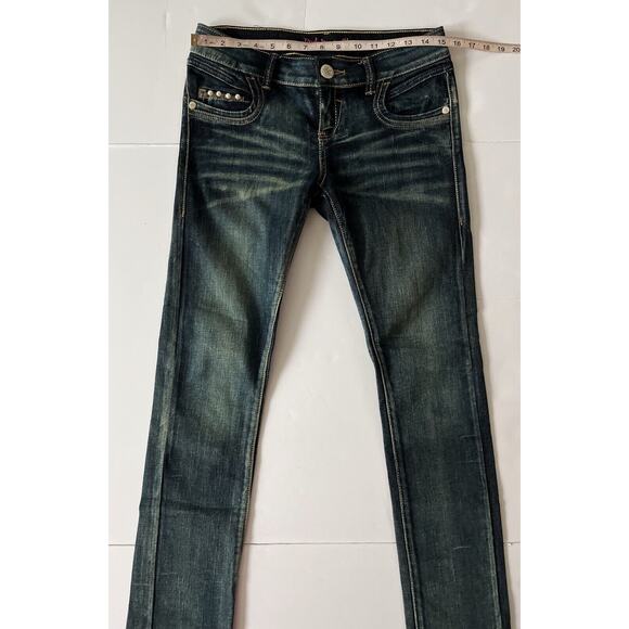 Tough Jeansmith USA Glamour Jeans Music Is Life Pearls Embroidered Low Rise - Picture 7 of 11